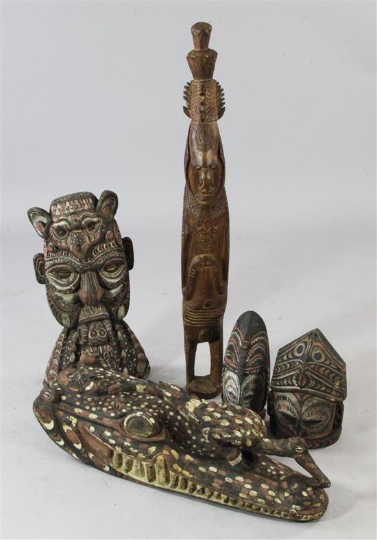 Collection of Sepik River tribal masks and carvings (5)